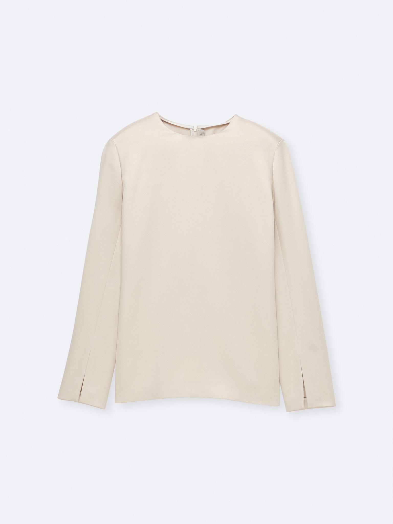Long sleeve shift top in double satin