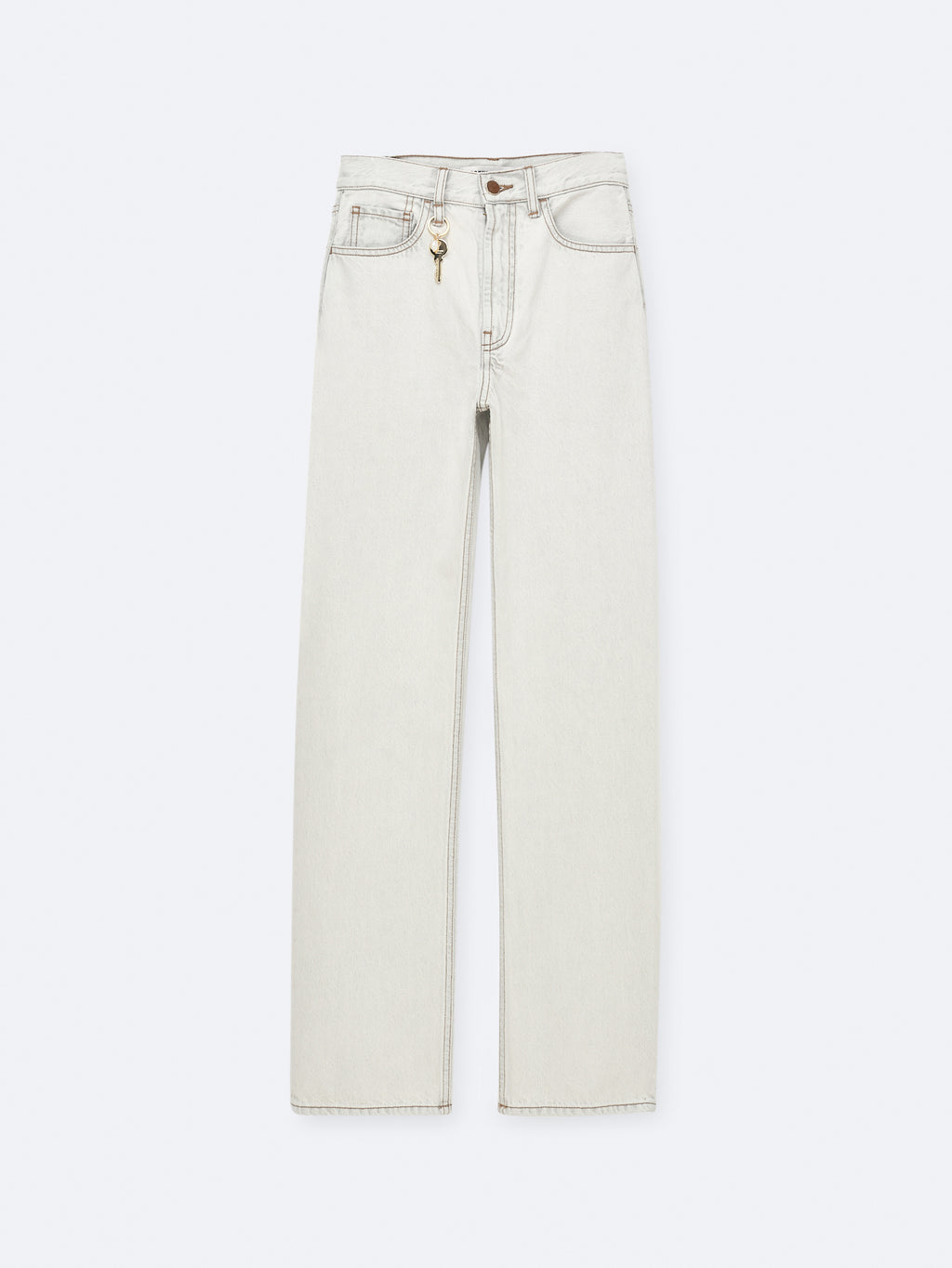 Pantalon 5 poches porte-clé en denim gris clair