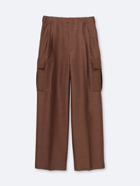 Pantalon cargo en toile de soie et laine