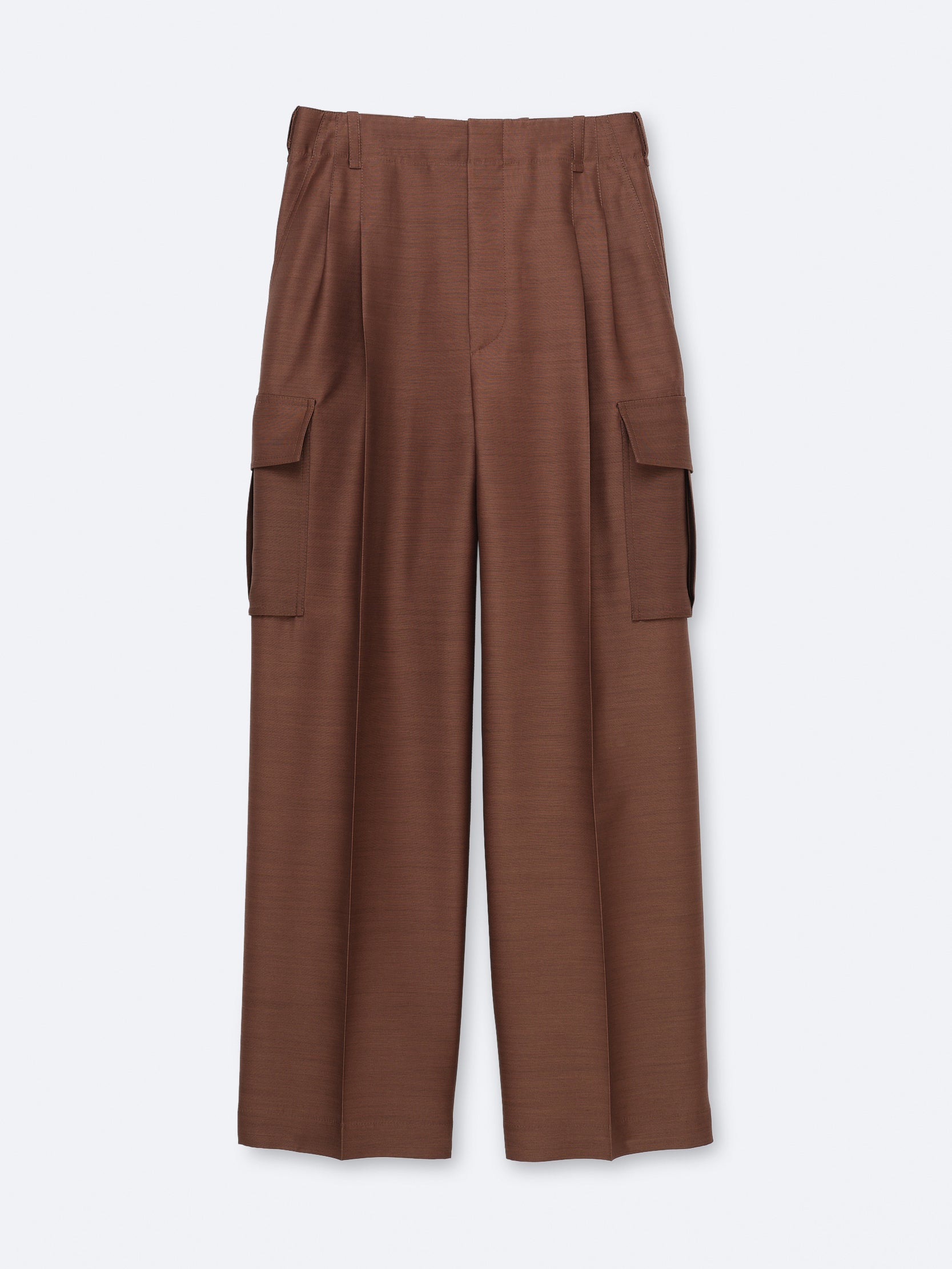 Pantalon cargo en toile de soie et laine