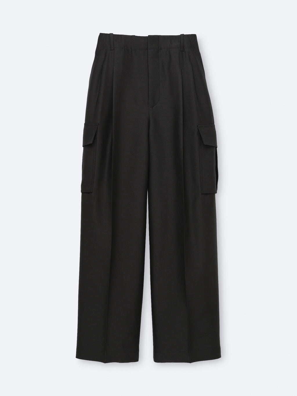 Pantalon cargo en toile de soie et laine