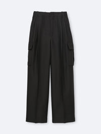 Pantalon cargo en toile de soie et laine