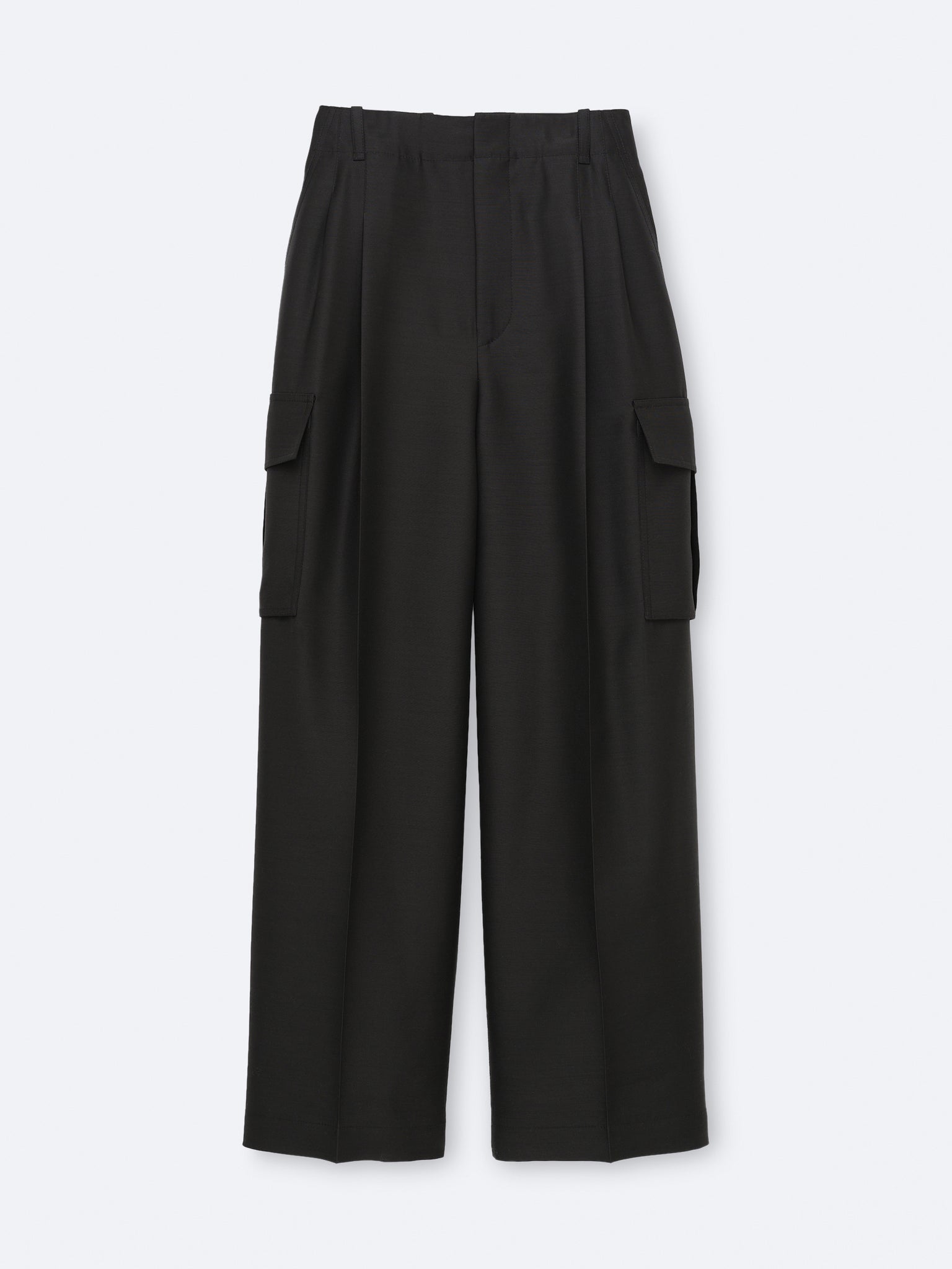 Pantalon cargo en toile de soie et laine