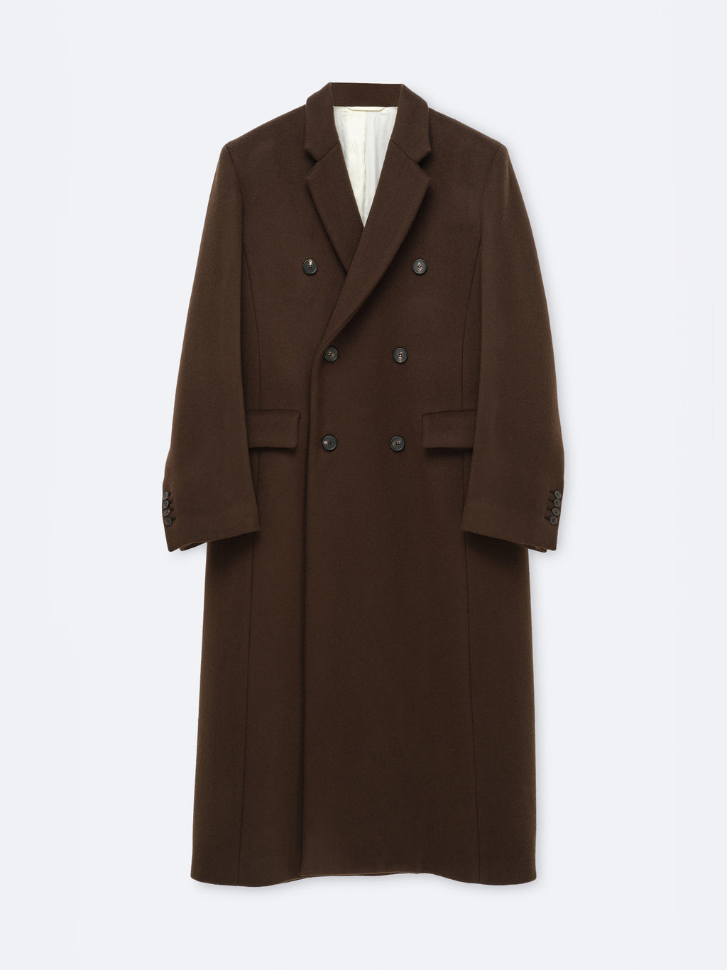 Manteau tailleur long en laine vierge double face