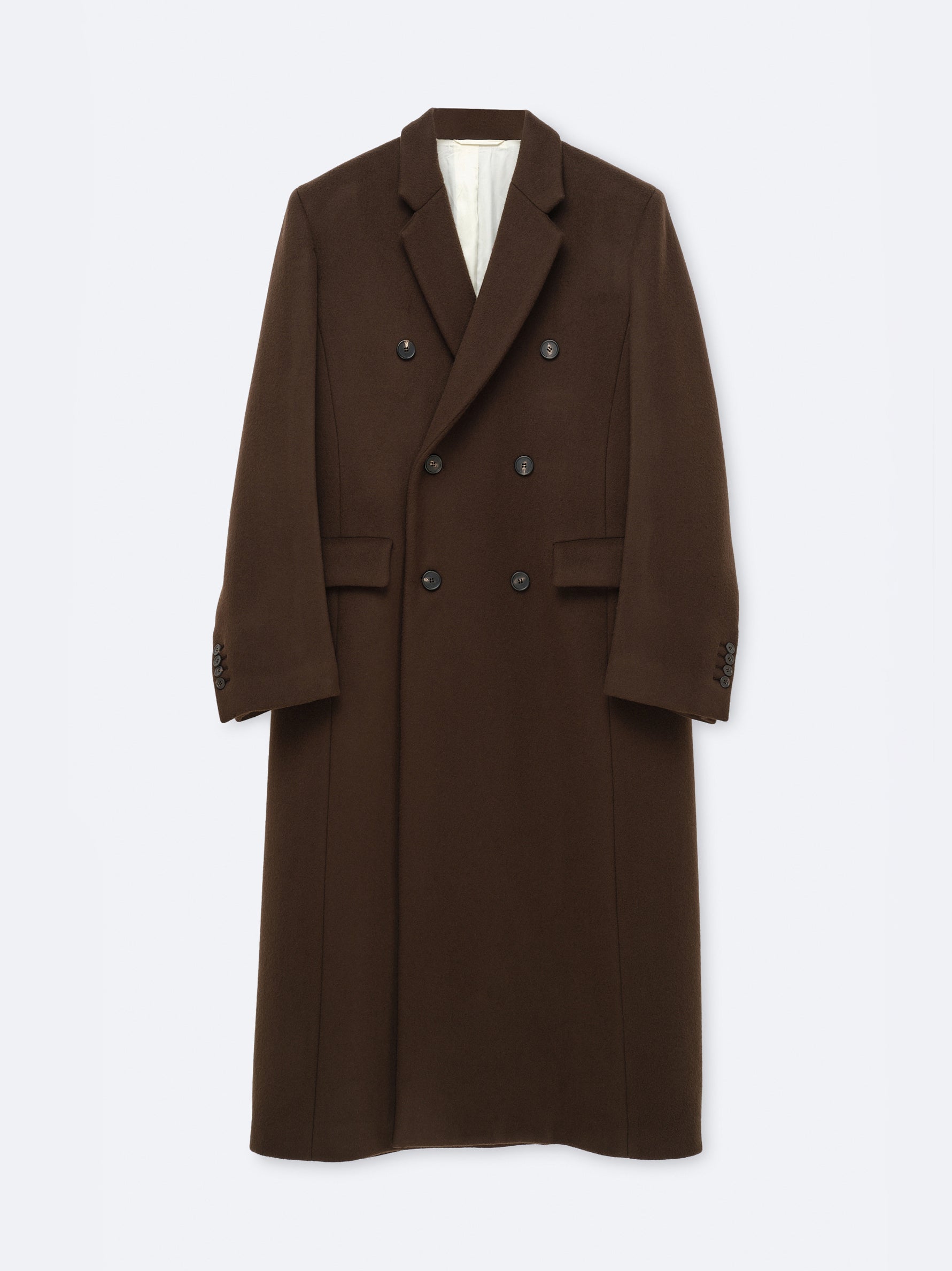 Manteau tailleur long en laine vierge double face