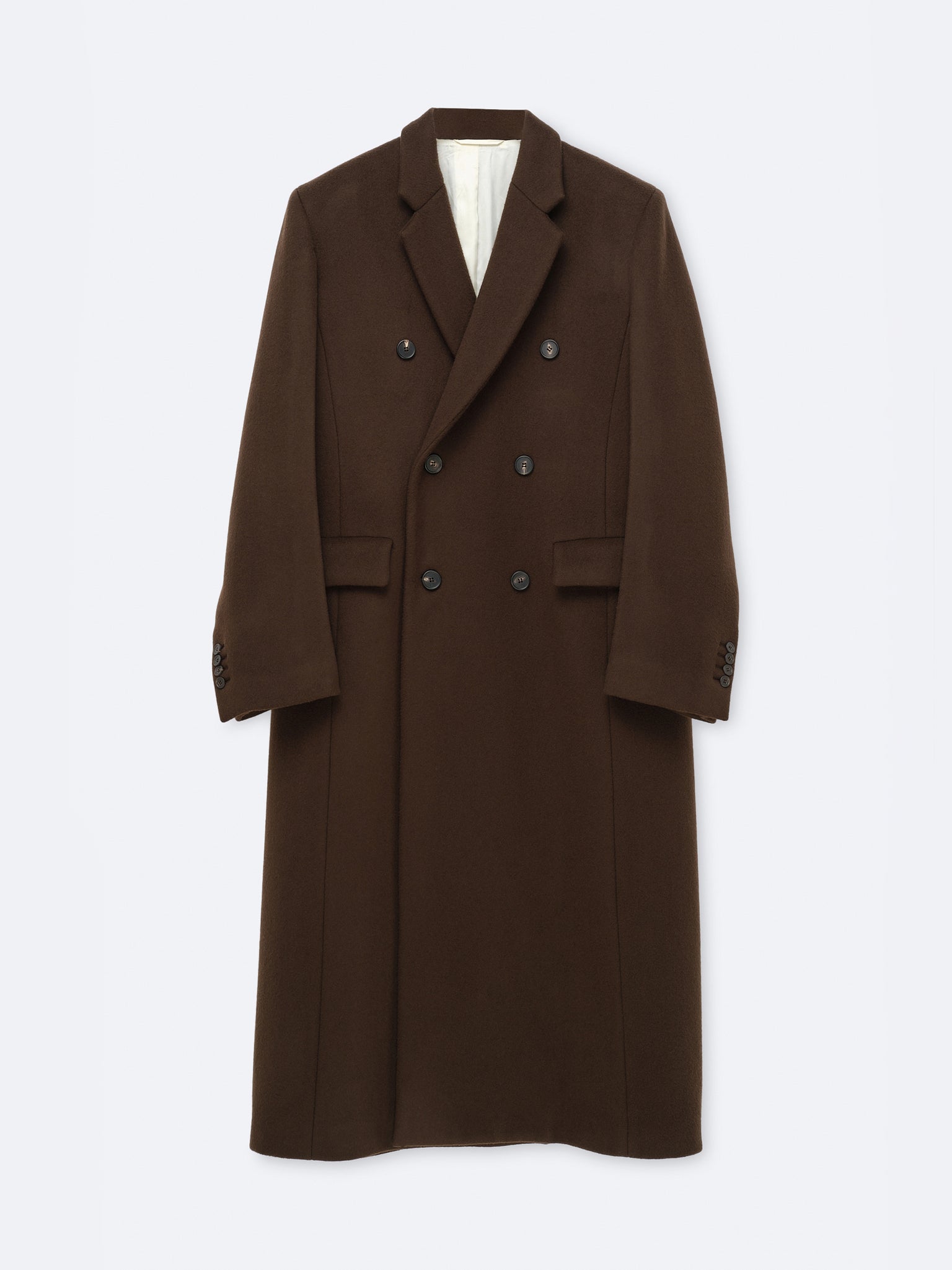 Manteau tailleur long en laine vierge double face