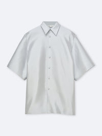 Short sleeve overshirt in silk wool couture