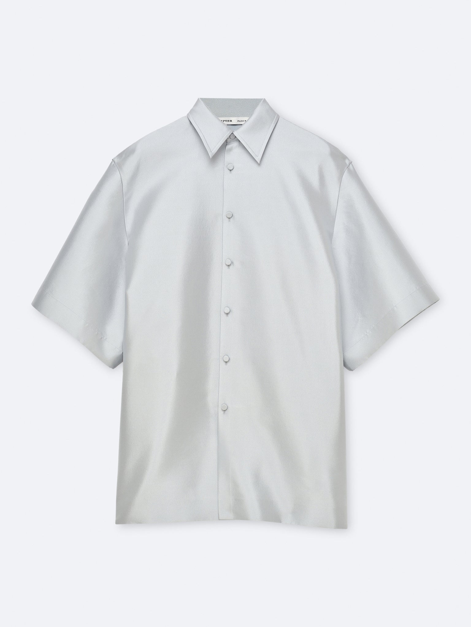 Short sleeve overshirt in silk wool couture