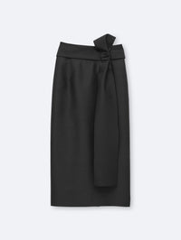 Bow skirt in silk wool toile