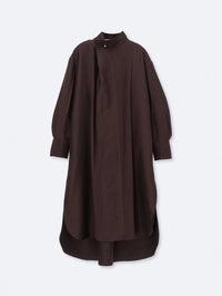 Pintuck shirt dress in silk wool toile