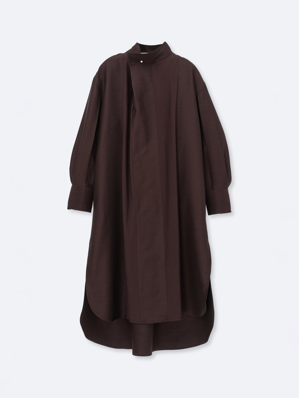 Pintuck shirt dress in silk wool toile