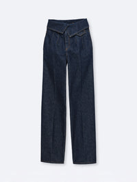 Pantalon orchidée porte-clés en denim indigo