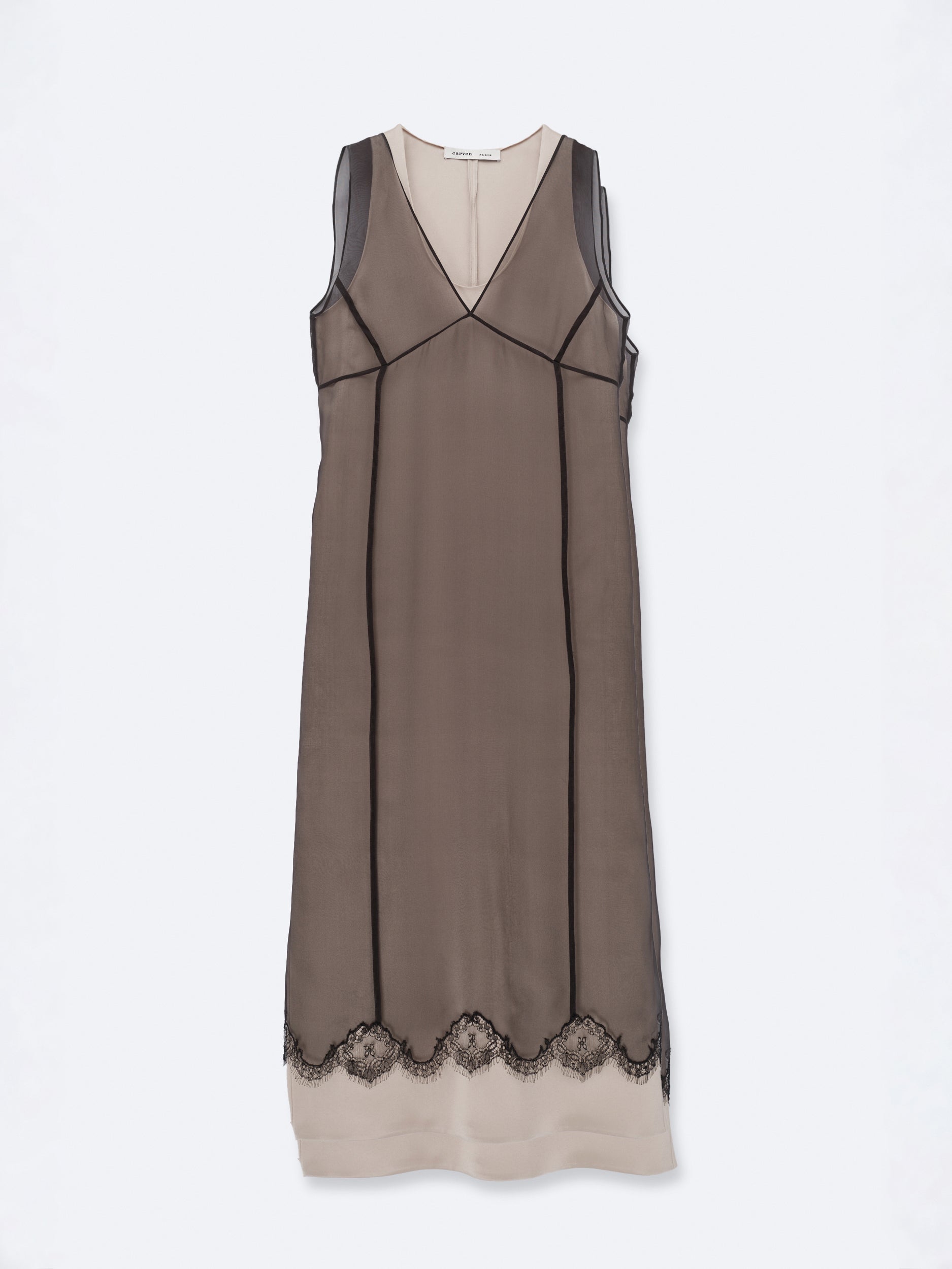 Layered lingerie dress in silk organza