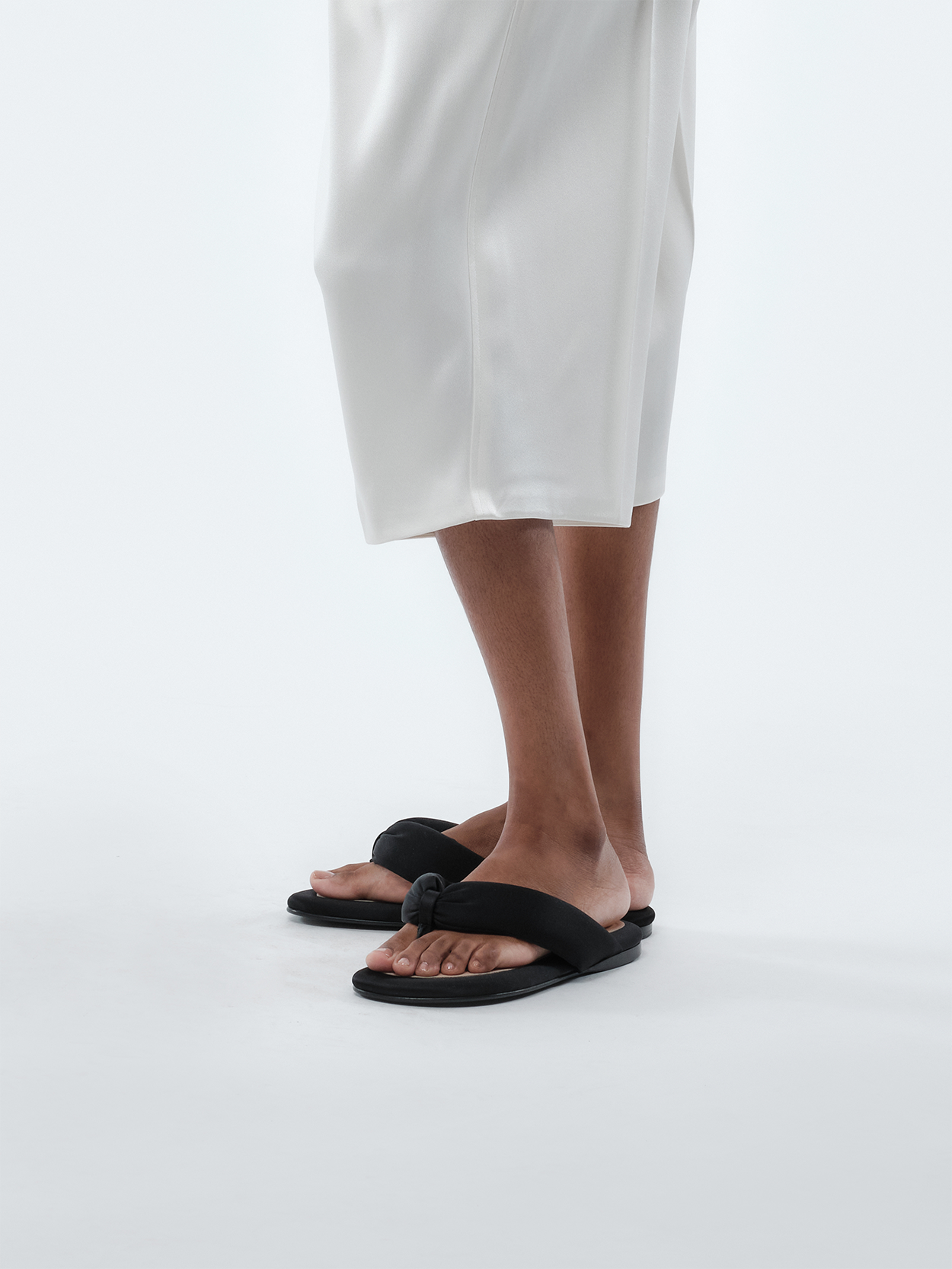 Garnier padded sandal in matte satin