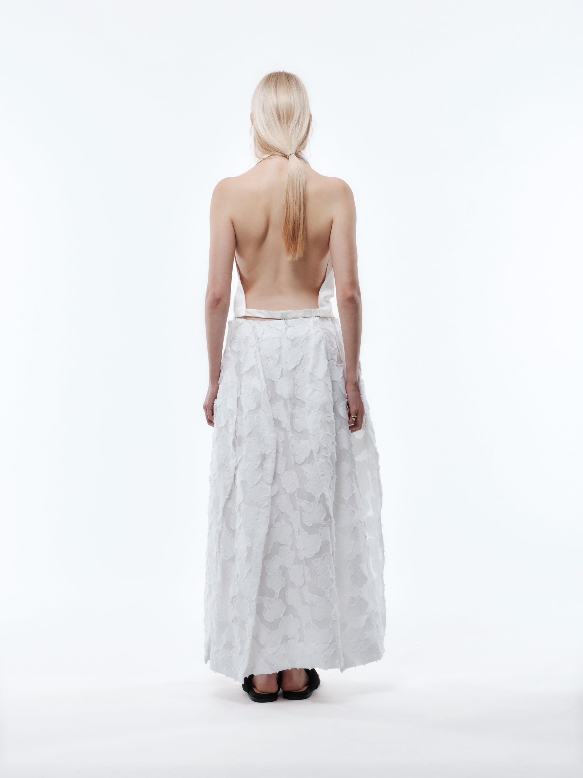 Jupe boule en jacquard coupé