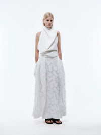 Jupe boule en jacquard coupé