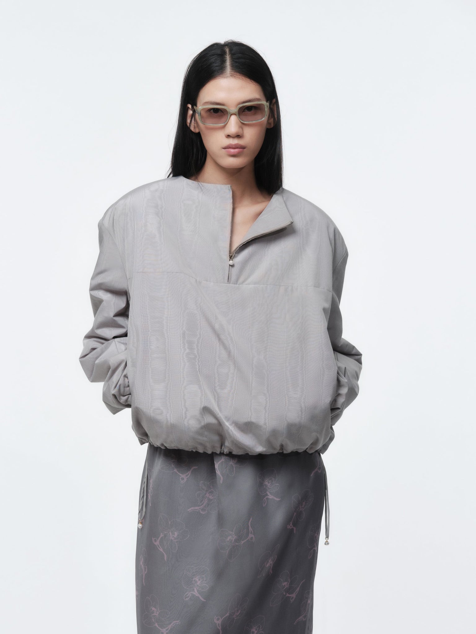 Padded blouson in technical moiré