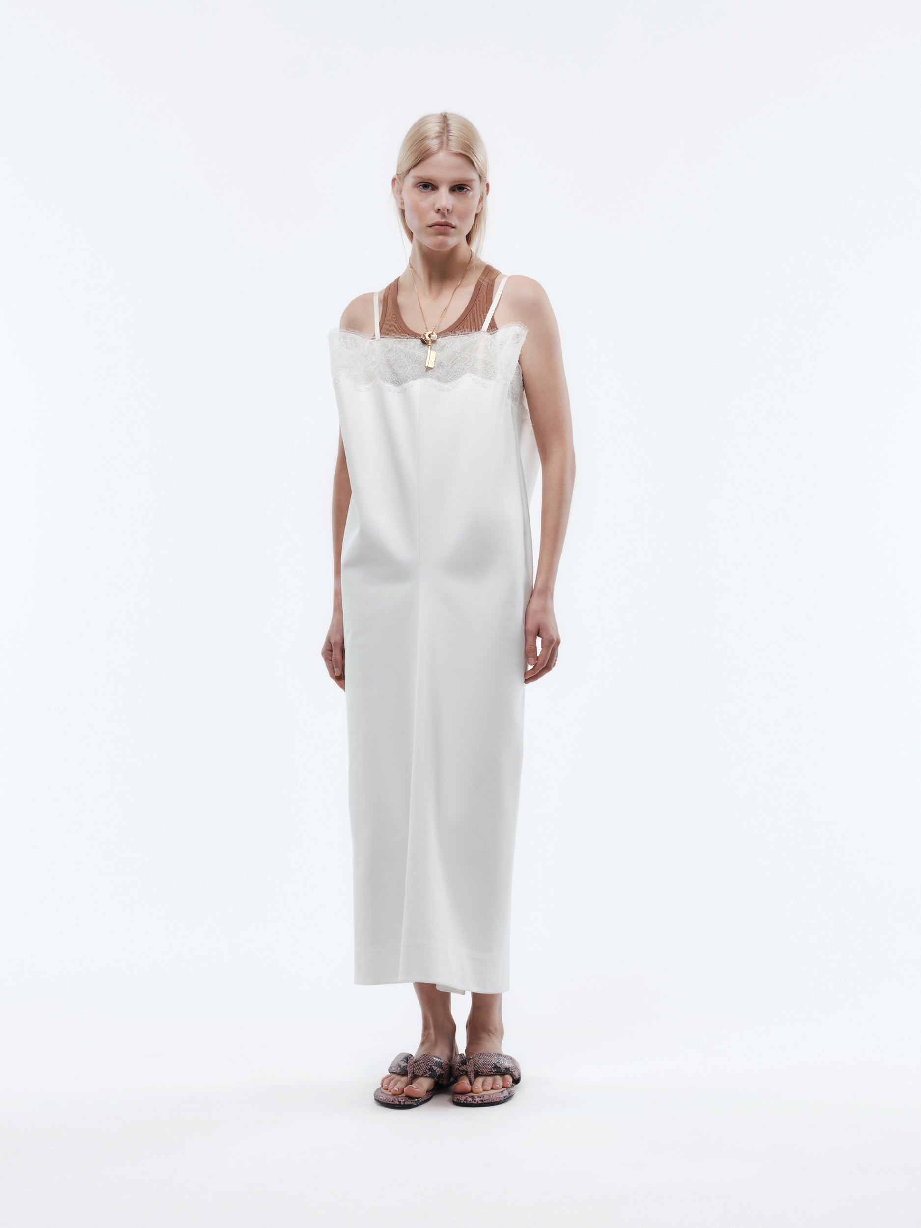 Lingerie lace dress in cotton uniform