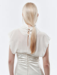 Gathered dress in slip satin