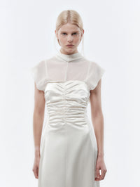 Gathered dress in slip satin