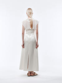 Gathered dress in slip satin