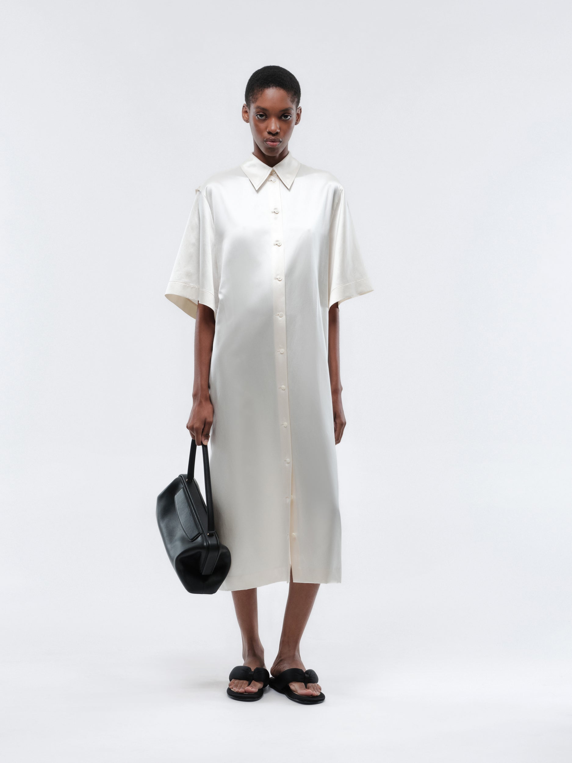 carven shirt dress Carven Midi Shirt Dress In Cotton And Silk