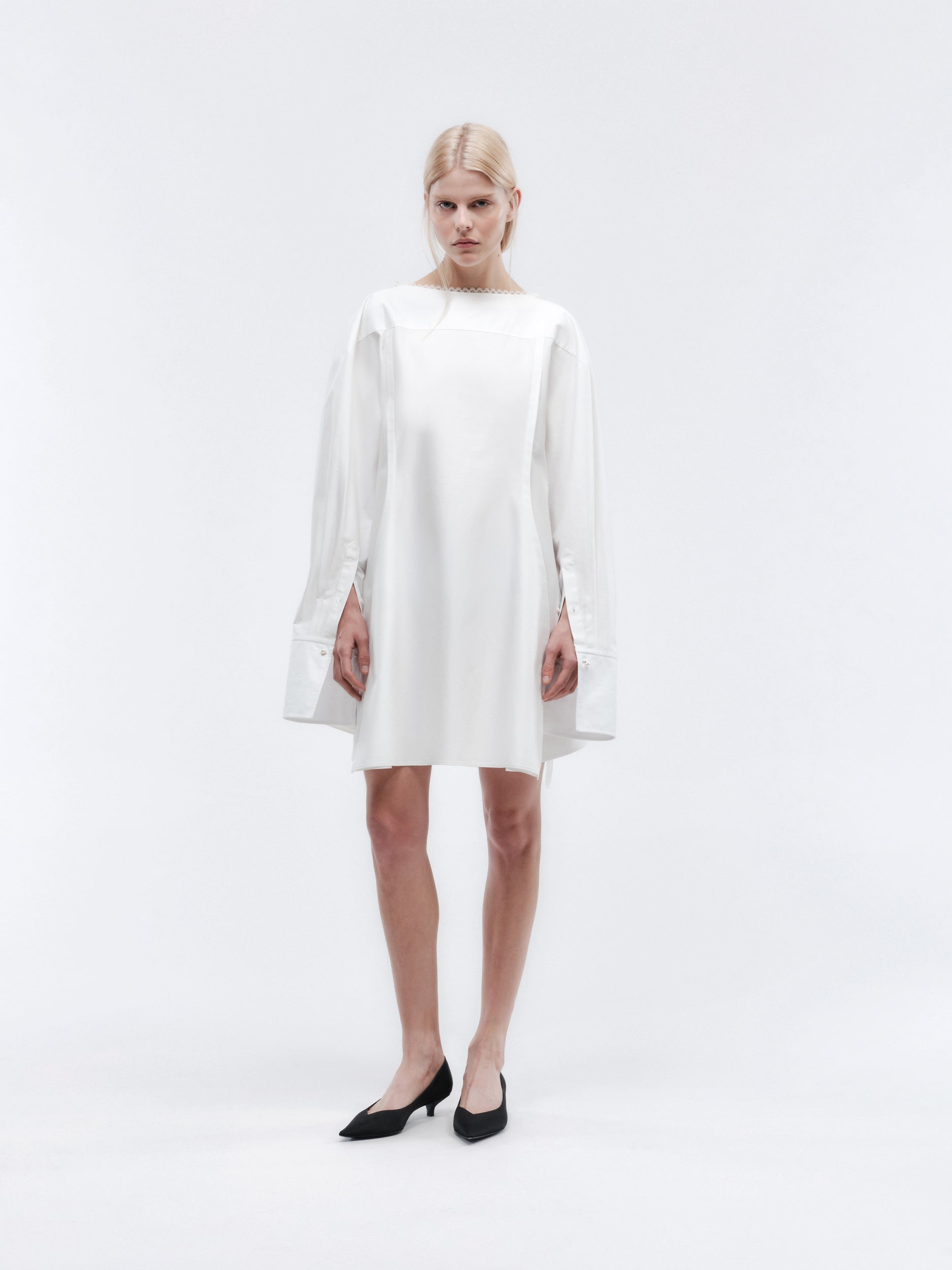 Short Esperanto dress in matte poplin
