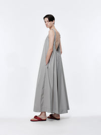 Drawstring dress in silk habotai