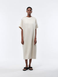 carven pleated dress Pleated Metallic Dress