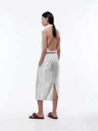 Drawstring skirt in slip satin  