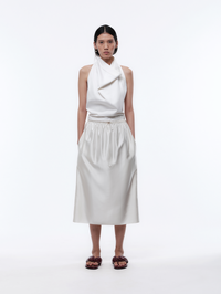 Drawstring skirt in slip satin  