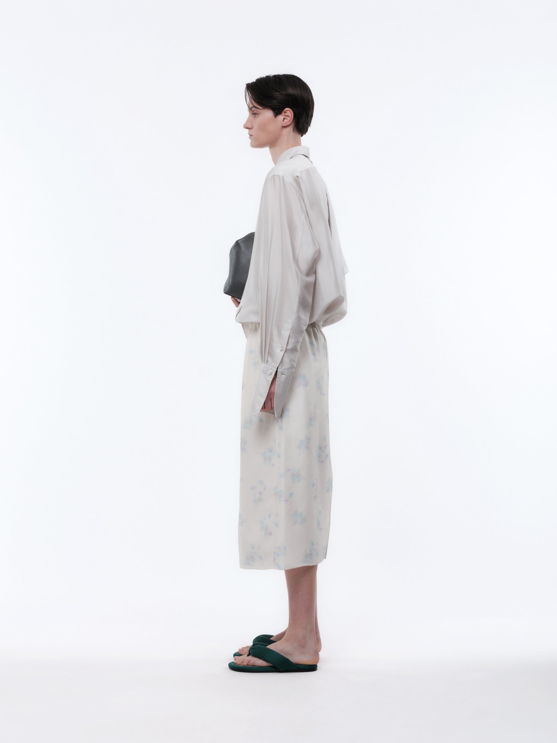 Pull-on skirt in orchid print jacquard