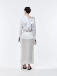 Jupe longue drapée en sergé georgette