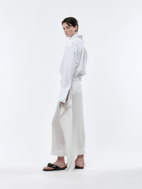 Jupe longue drapée en sergé georgette