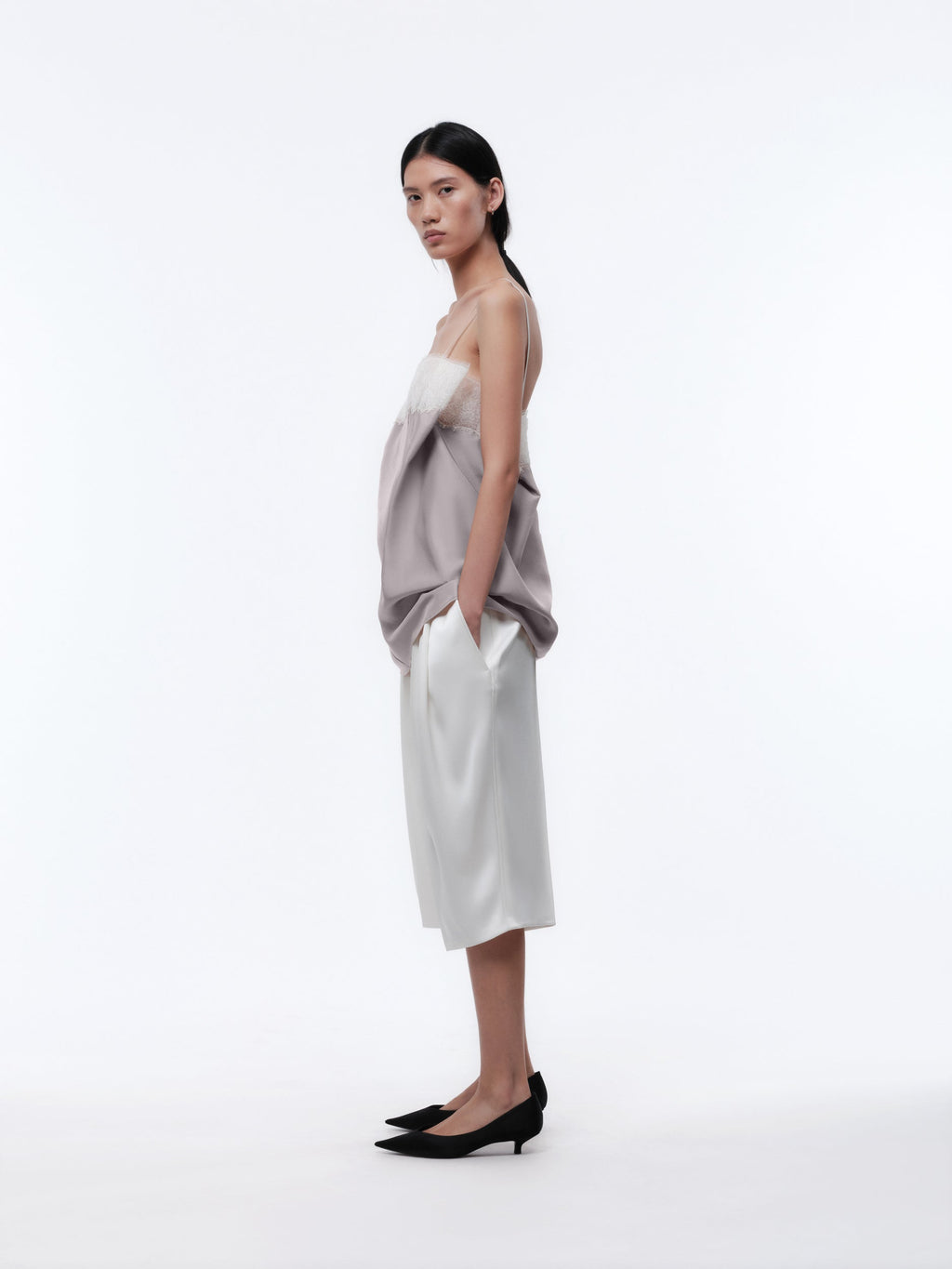 Lingerie top in silk drap