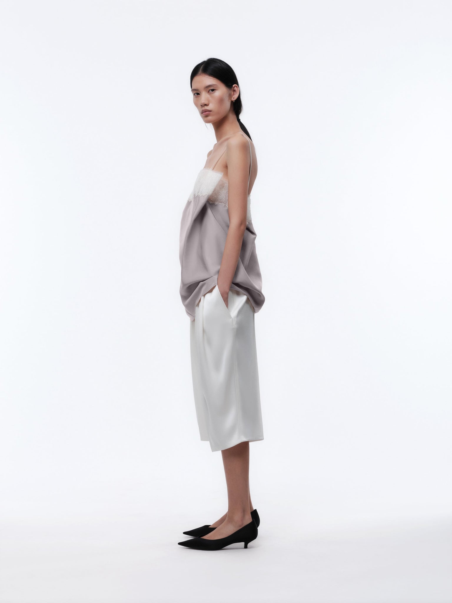 Lingerie top in silk drap