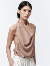 Backless top in silk habotai