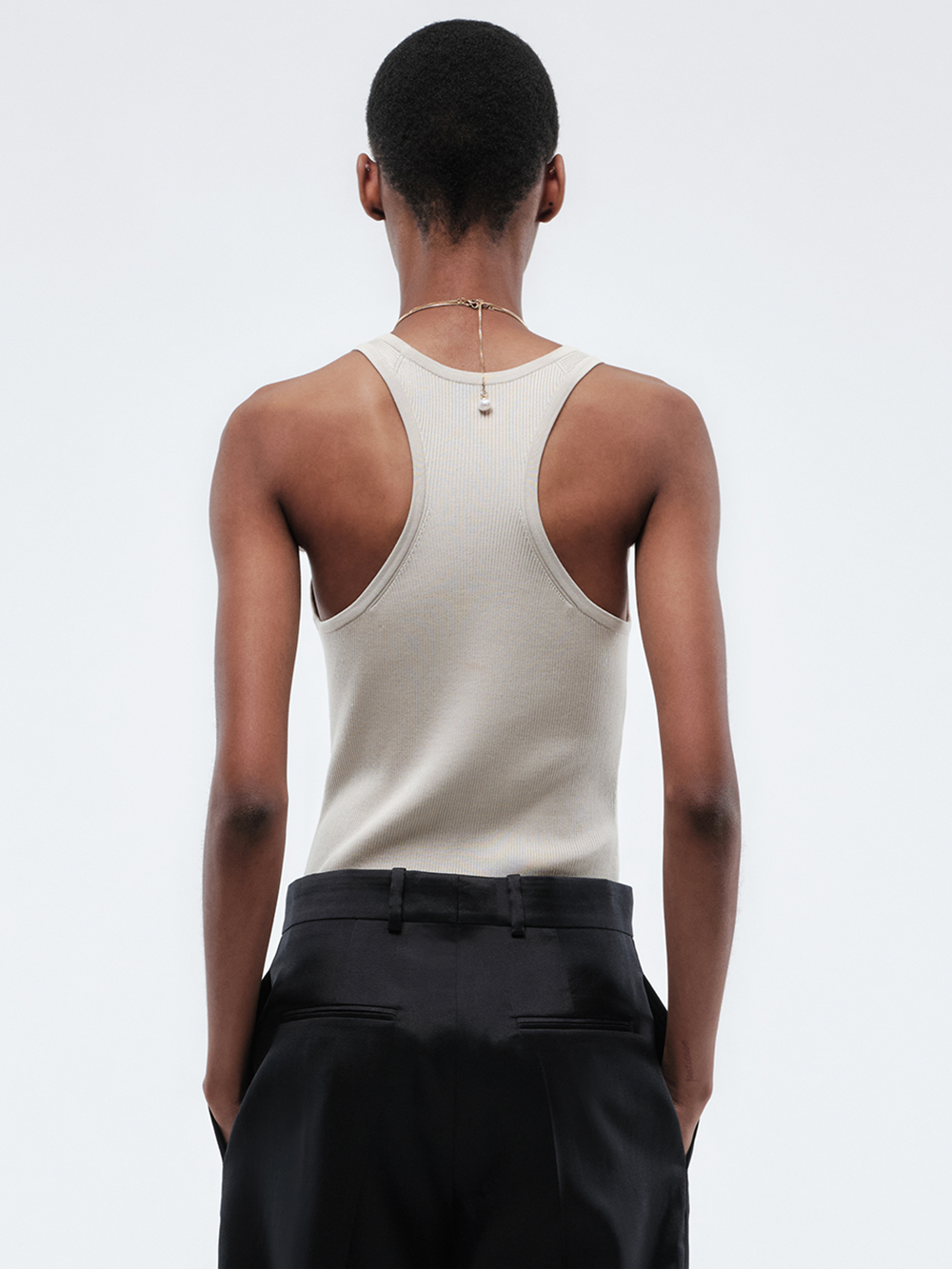 Pantalon à plis en soie et laine couture