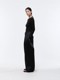 Deconstructed trousers in silk wool couture