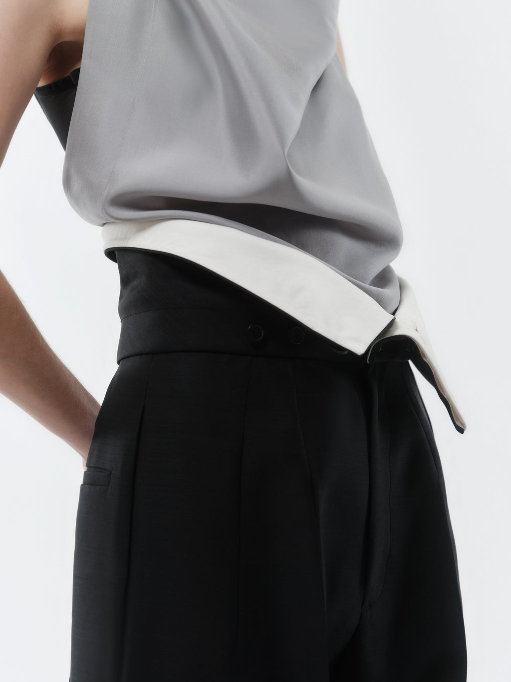 Orchid trousers in silk wool toile