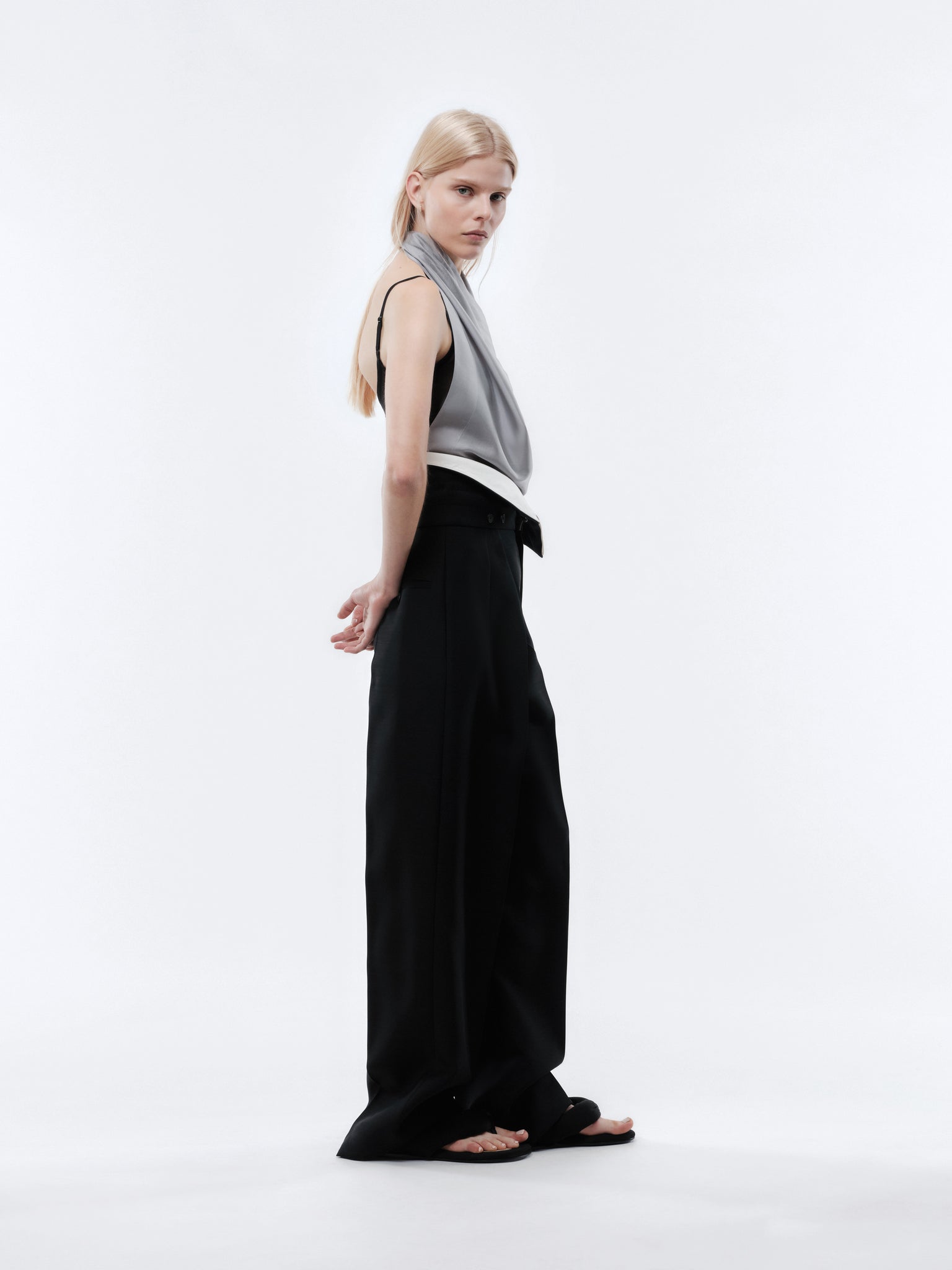 Orchid trousers in silk wool toile