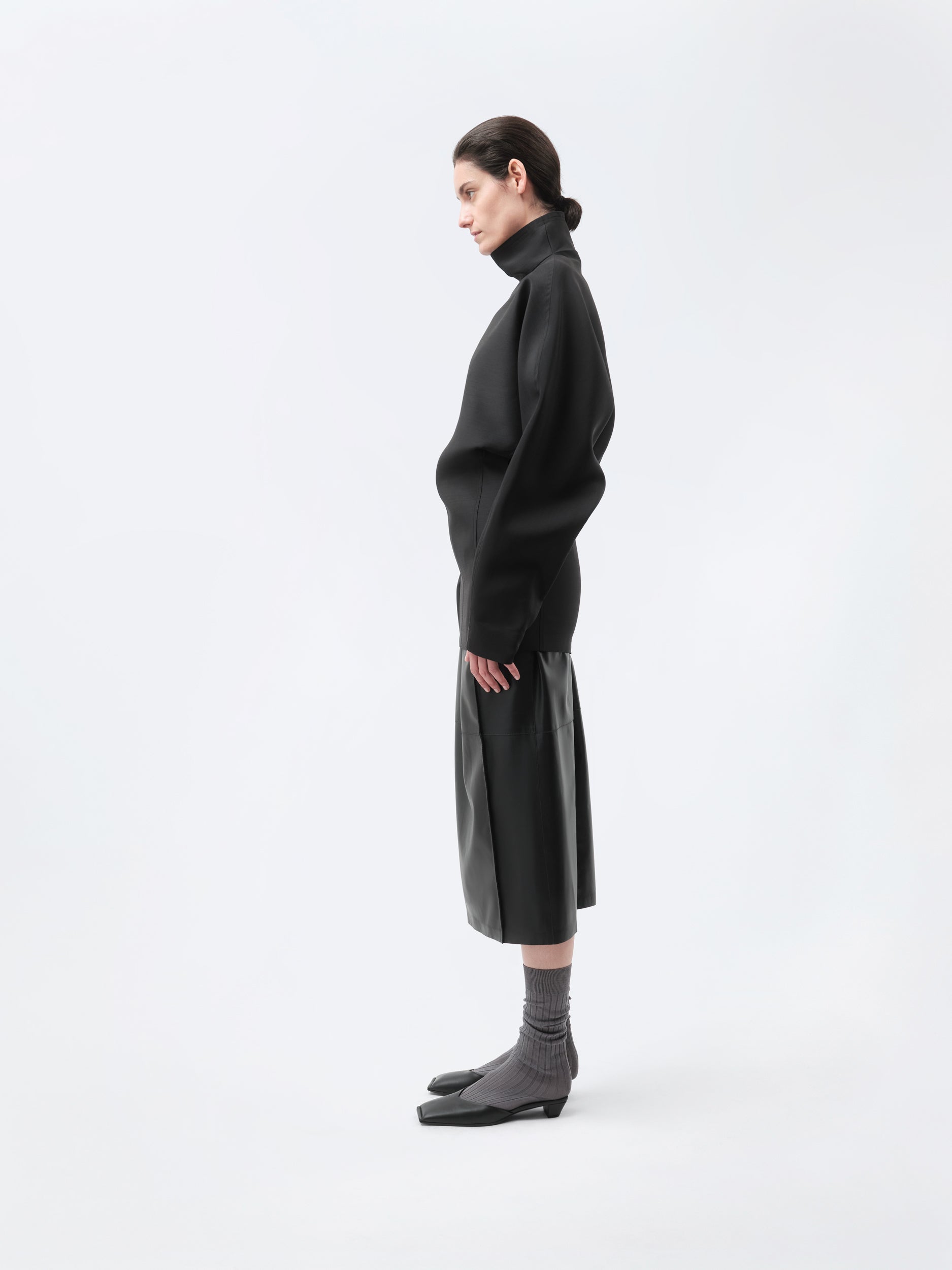 Kimono blouse in silk wool toile