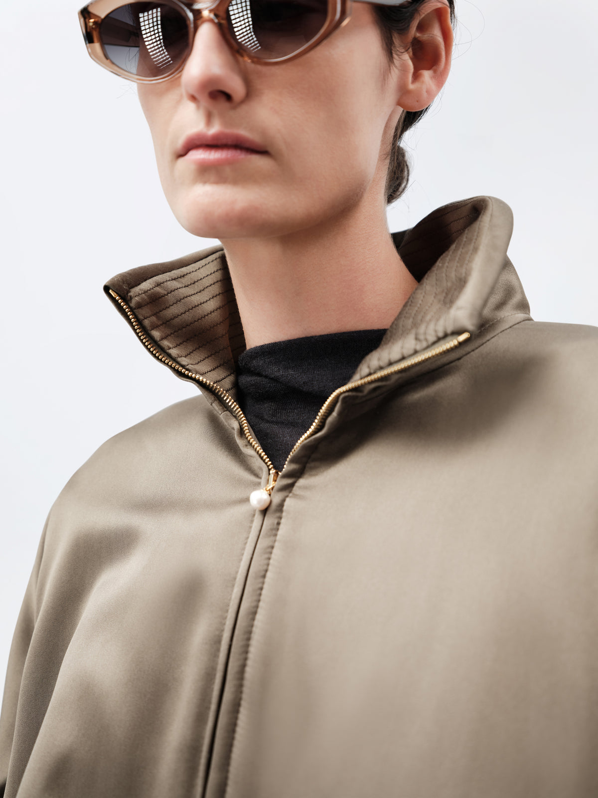 Padded blouson in double silk