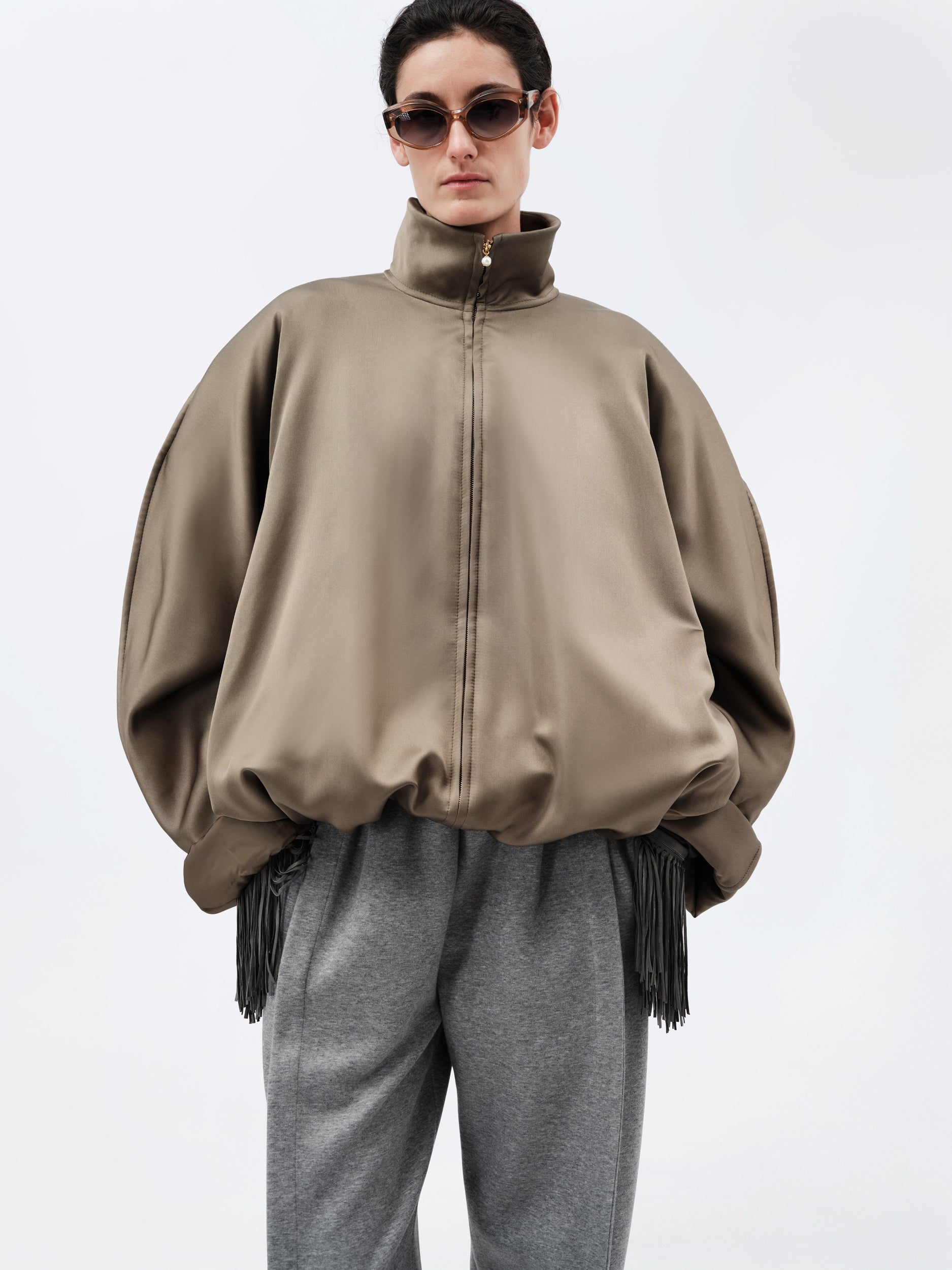 Padded blouson in double silk