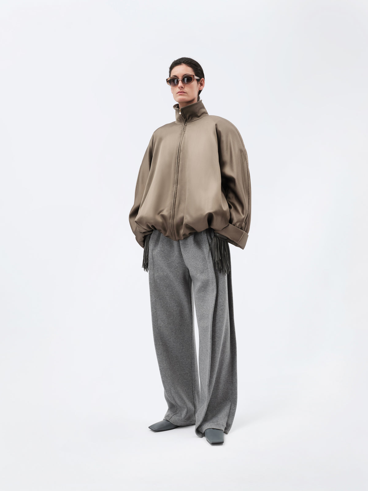 Padded blouson in double silk