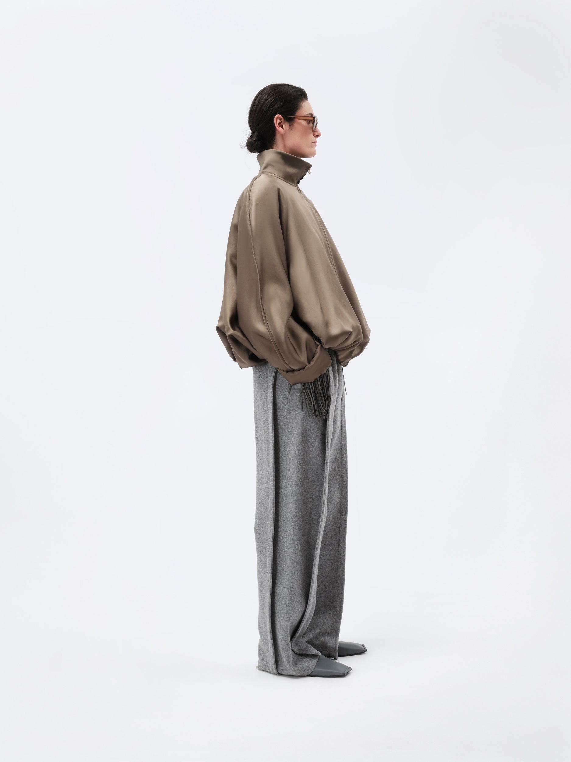 Padded blouson in double silk