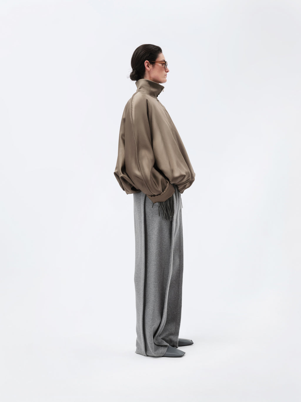 Padded blouson in double silk