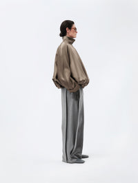 Padded blouson in double silk
