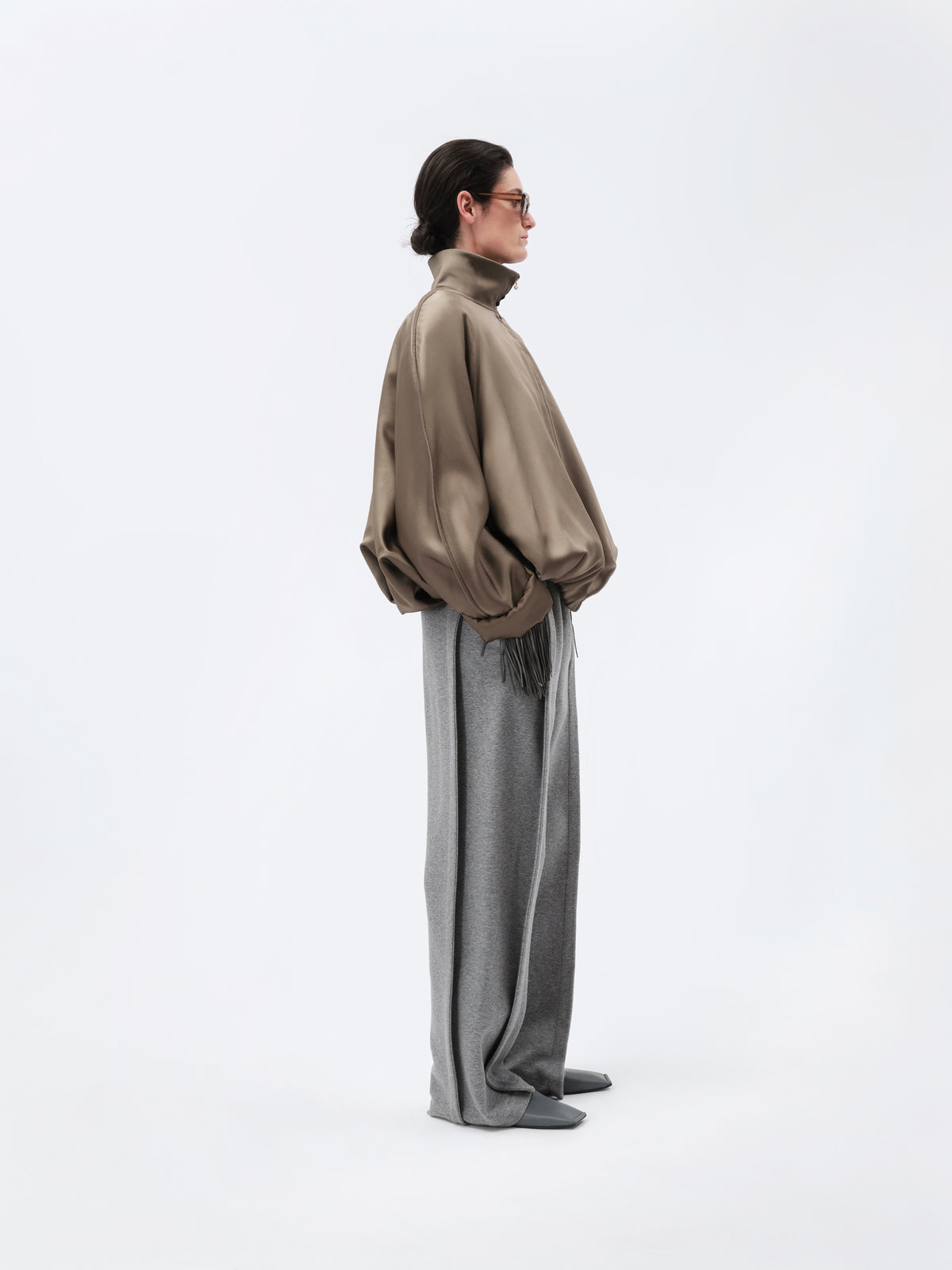 Padded blouson in double silk
