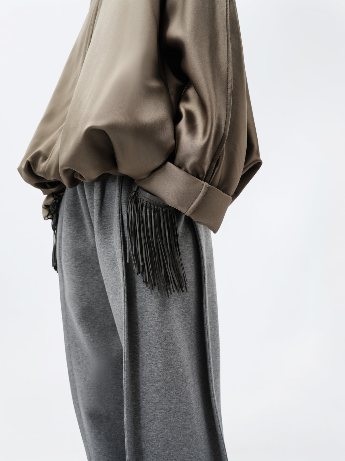 Padded blouson in double silk
